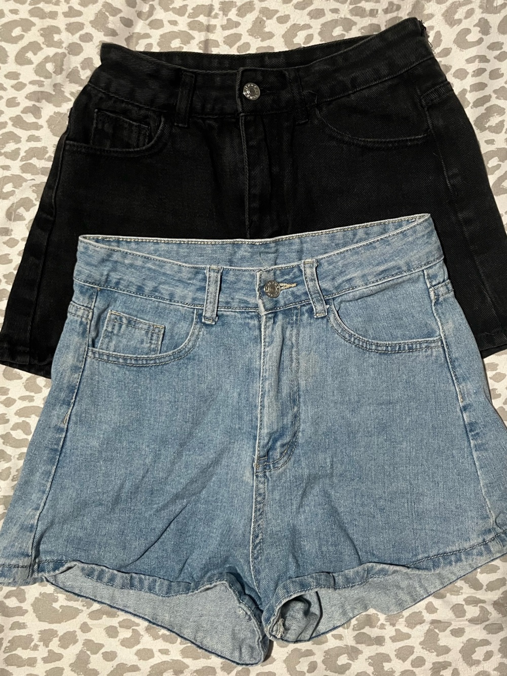 2 PAIR SHEIN XS Shorts: blue denim, black denim